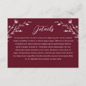 Rustikale Burgund-Wildblume-Hochzeitskarte Begleitkarte (Vorderseite)