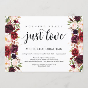 Rustikale Burgunder Blumen Hochzeitsempfang Einlad Einladung