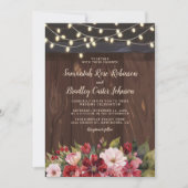 Rustikale Burgunder Blumenroter Hochzeit im Herbst Einladung (Vorderseite)