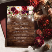 Rustikale Burgunder Blumenstrauß Hochzeit Einladung