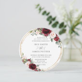 Rustikale Burgunder Blush Blumengrün Hochzeit Einladung (Stehend Vorderseite)