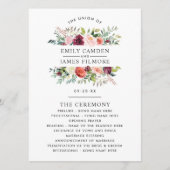 Rustikale Burgunder Blush Fall Blumenzeremonie Programm (Vorderseite)