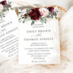 Rustikale Burgunder Blush Pink Blumengrün Hochzeit Einladung<br><div class="desc">Diese elegante Hochzeitseinladung besticht durch ein wunderschönes Aquarell-Bordeaux, Rosa Blumen und üppiges Blumenstrauß. Entworfen, um unsere rustikale Hochzeitskollektion zu ergänzen. Ideal für die Herbst- oder Winterhochzeit. Personalisieren Sie es einfach und schnell mit Ihren Daten, drücken Sie einfach die Schaltfläche Anpassen, um den Stil und die Platzierung des Textes weiter zu...</div>