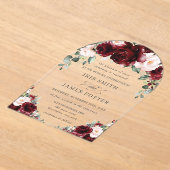Rustikale Burgunder Blush Rose Arch Wedding Acryleinladungen (Ablage )