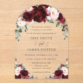 Rustikale Burgunder Blush Rose Arch Wedding Acryleinladungen (Vorderseite)