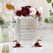 Rustikale Burgunder Blush Rose Arch Wedding Acryleinladungen