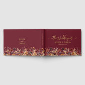 Rustikale Burgunder Boho-Chic-Wildblumen-Hochzeit Gästebuch (Voll)
