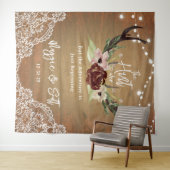 Rustikale Burgunder Floral Boho Hunt ist über Hoch Wandteppich (Beispiel (Horizontal))