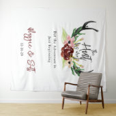 Rustikale Burgunder Floral Boho Hunt ist über Hoch Wandteppich (Beispiel (Horizontal))