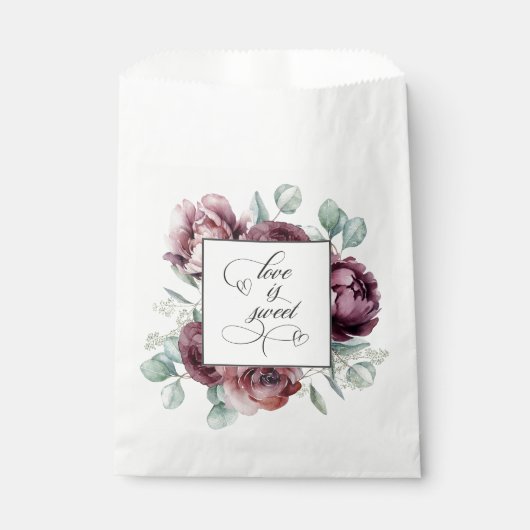 Rustikale Burgunder Liebe ist süß Geschenktütchen (Vorderseite)