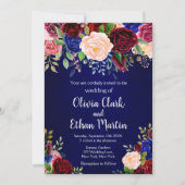 Rustikale Burgunder-Marine Einladung (Vorderseite)