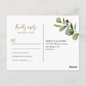 Rustikale Burgunder Marine Florals mit Grünpflanze Postkarte (Rückseite)