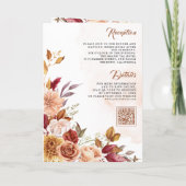 Rustikale Burgunder-Terrakotta-Floral-QR-Code-Hoch Einladung (Rückseite)