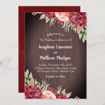 Rustikale Burgunder Wasserfarbenfolienhochzeit