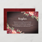 Rustikale Burgunder-Wasserfarbenhochzeit Begleitkarte (Vorne/Hinten)