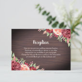 Rustikale Burgunder-Wasserfarbenhochzeit Begleitkarte (Stehend Vorderseite)