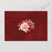 Rustikale Burgunder-Wasserfarbenhochzeit Begleitkarte (Rückseite)