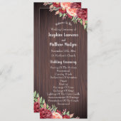 Rustikale Burgunder-Wasserfarbenhochzeit Programm (Vorne/Hinten)