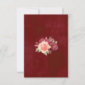 Rustikale Burgunder-Wasserfarbenhochzeit RSVP Karte (Rückseite)