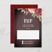 Rustikale Burgunder-Wasserfarbenhochzeit RSVP Karte (Vorne/Hinten)