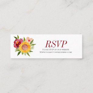 Rustikale Burgunderblumenhochzeit rvsp Mini Visitenkarte
