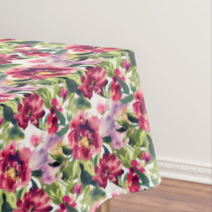 Rustikale burgundische Grünpflanzen Rose Tischdecke