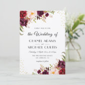 rustikale burgundische Hochzeitseinladung Einladung (Stehend Vorderseite)