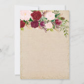 Rustikale Burgundy Blumendusche Einladung (Rückseite)