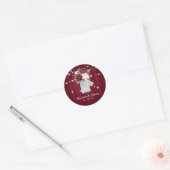 Rustikale Burgundy Blush Monogram Floral Wedding Runder Aufkleber (Umschlag)