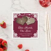 Rustikale Burgundy Burlap Lace String Lights Hochz Serviette (Beispiel)