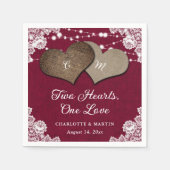 Rustikale Burgundy Burlap Lace String Lights Hochz Serviette (Vorderseite)