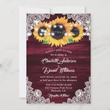 Rustikale Burgundy Burlap Lace Sunflower Wedding