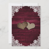 Rustikale Burgundy Burlap Lace Sunflower Wedding Einladung (Rückseite)