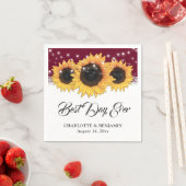 Rustikale Burgundy Burlap Lace Sunflower Wedding Serviette (Beispiel)