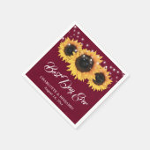 Rustikale Burgundy Burlap Sonnenblume Hochzeit Serviette (Ecke)