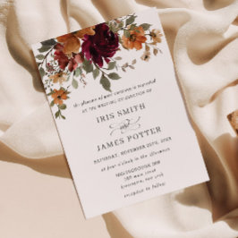 Rustikale Burgundy Burnt Orange Rust Floral Weddin Einladung