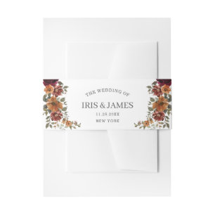Rustikale Burgundy Burnt Orange Rust Floral Weddin Einladungsbanderole