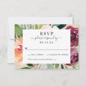 Rustikale Burgundy Fall Floral Border Wedding RSVP Karte (Vorderseite)