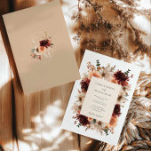 Rustikale Burgundy Fall Floral Wedding Einladung