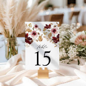 Rustikale Burgundy Fall Floral Wedding Tischnummer