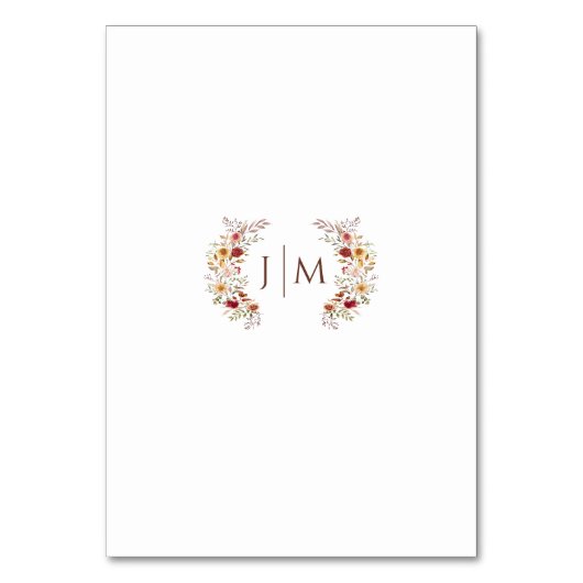 Rustikale Burgundy Fall Floral Wedding Tischnummer (Rückseite)