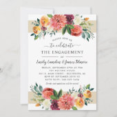 Rustikale Burgundy Fall Floral Wedding Verlobung Einladung (Vorderseite)