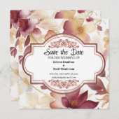 Rustikale Burgundy-Kalligrafie Save The Date (Vorne/Hinten)