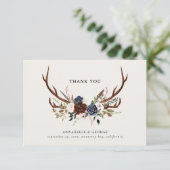 Rustikale burgundy Marine Blumenhochzeit danke Begleitkarte (Stehend Vorderseite)