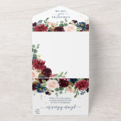 Rustikale Burgundy Navy Blue & Red Beauty Blume All In One Einladung (Außenbereich)