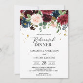 Rustikale Burgundy Navy Blue & Red Beauty Blume Einladung (Vorderseite)