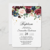 Rustikale Burgundy Navy Blue & Red Beauty Blume Einladung (Vorderseite)