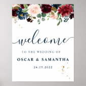 Rustikale Burgundy Navy Blue & Red Beauty Blume Poster (Vorne)