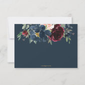 Rustikale burgundy Navy Pink Floral Wedding RSVP C Karte (Rückseite)