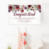 Rustikale Burgundy Red Floral Graduation Party Banner (Insitu)